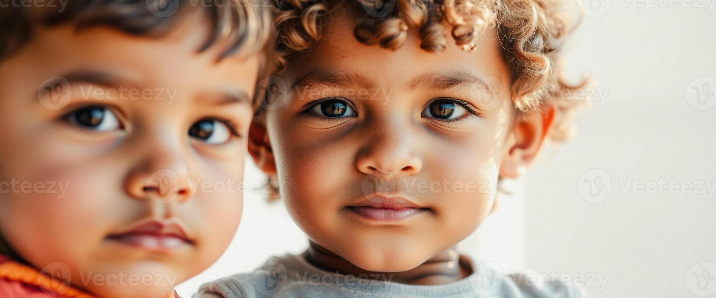 Close-up of two young boys looking at the camera photo