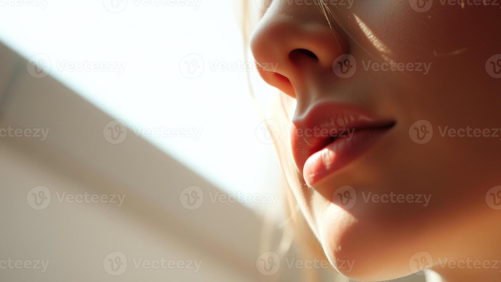 Closeup of a Woman's Lips and Nose photo