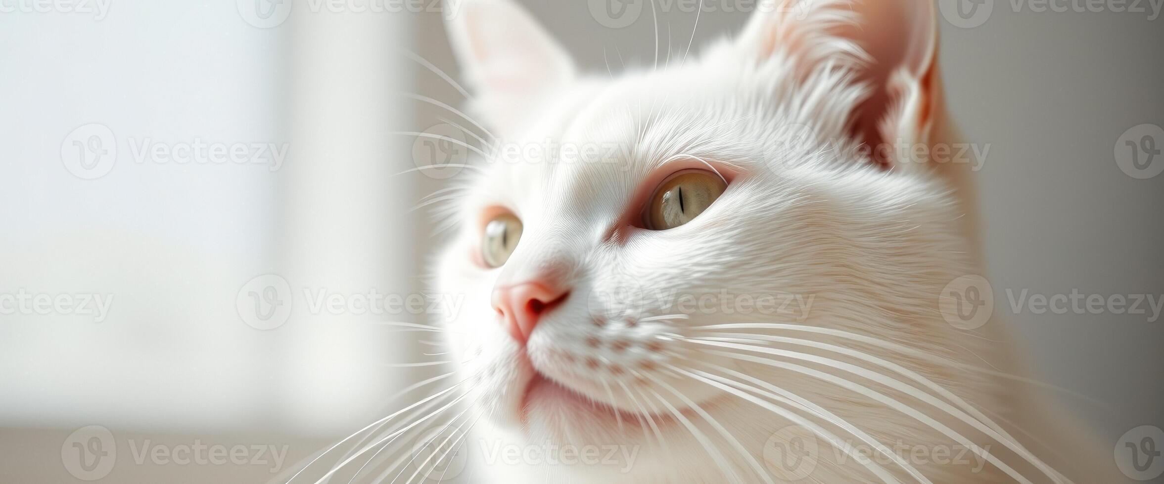 Close-up of a White Cat's Face photo