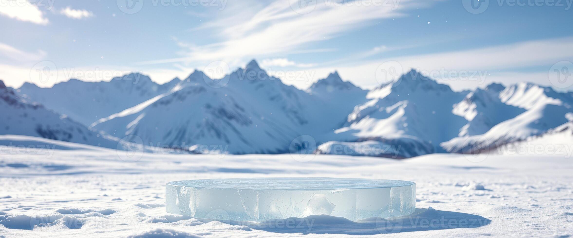 Ice Platform in Snowy Mountains photo