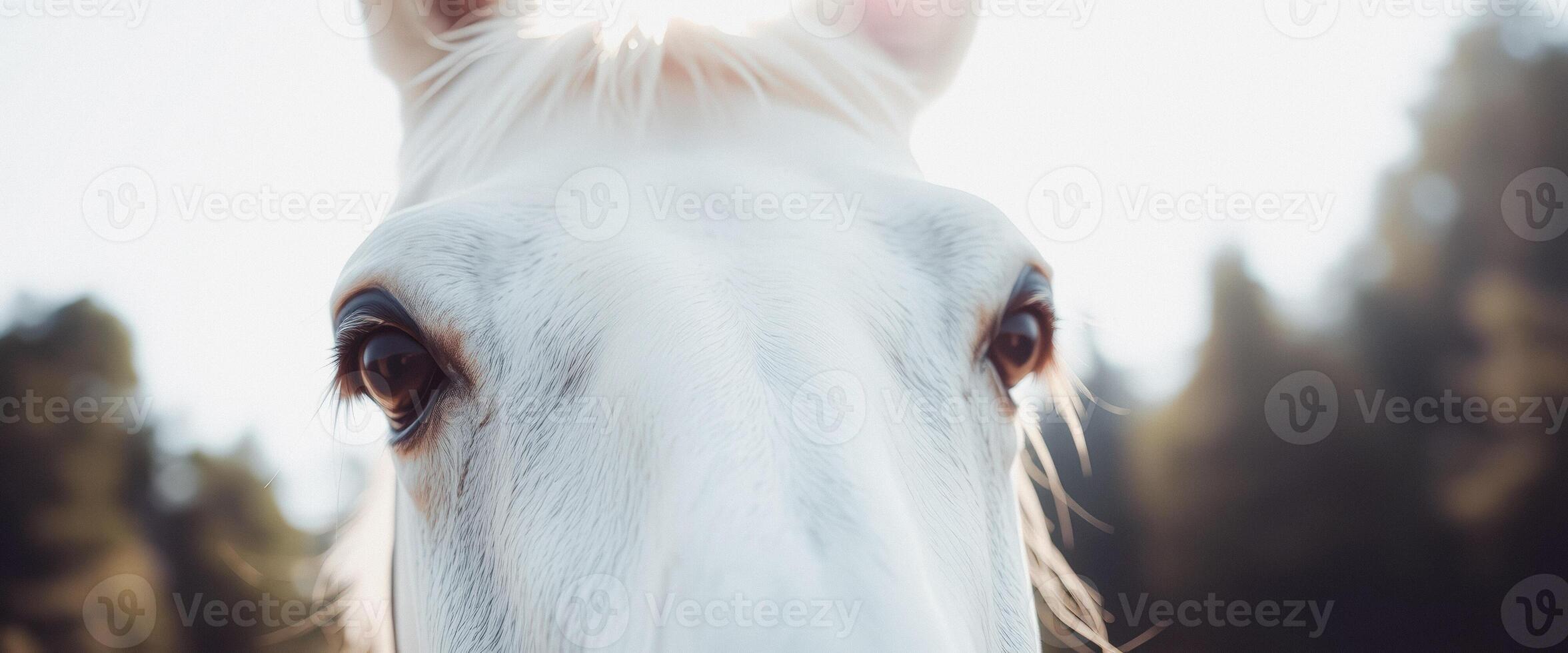 Close-up of a White Horse's Eye photo