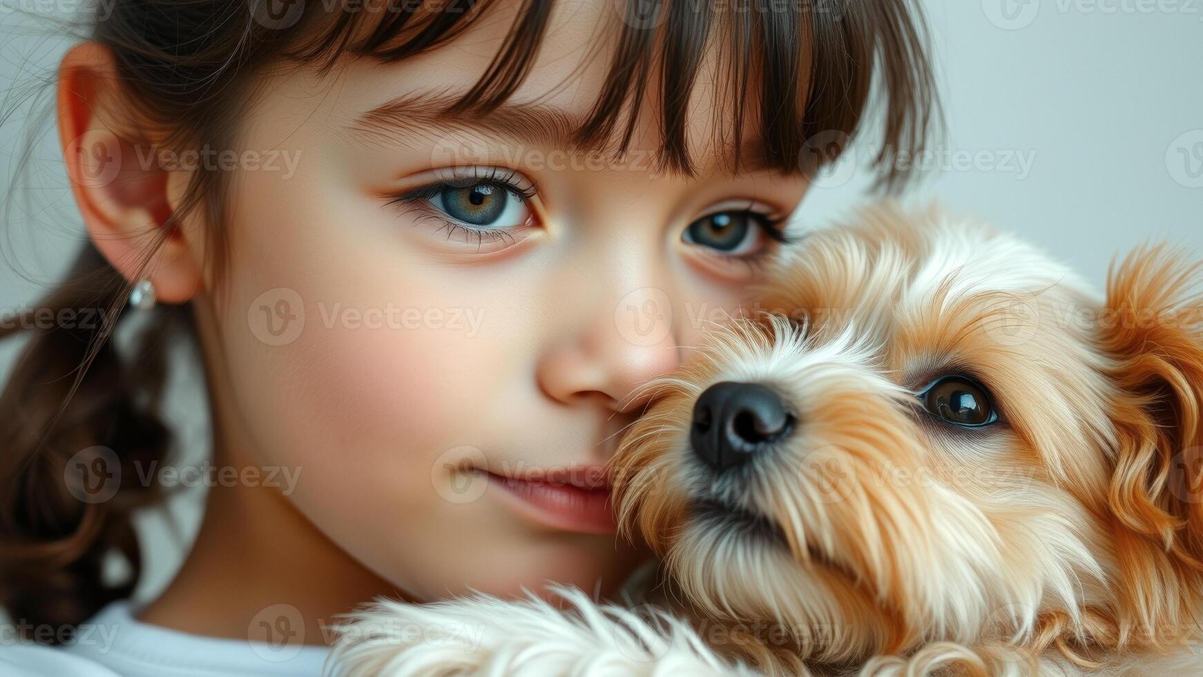 Little girl with her dog photo