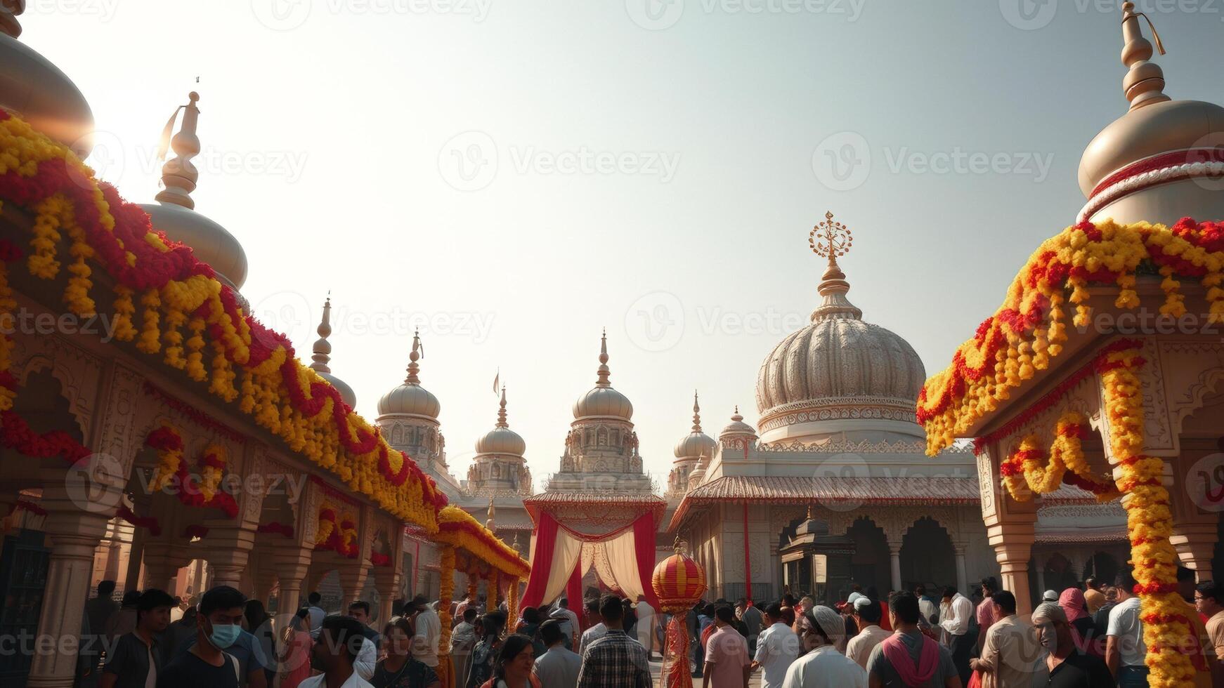Festive Atmosphere at a Hindu Temple photo