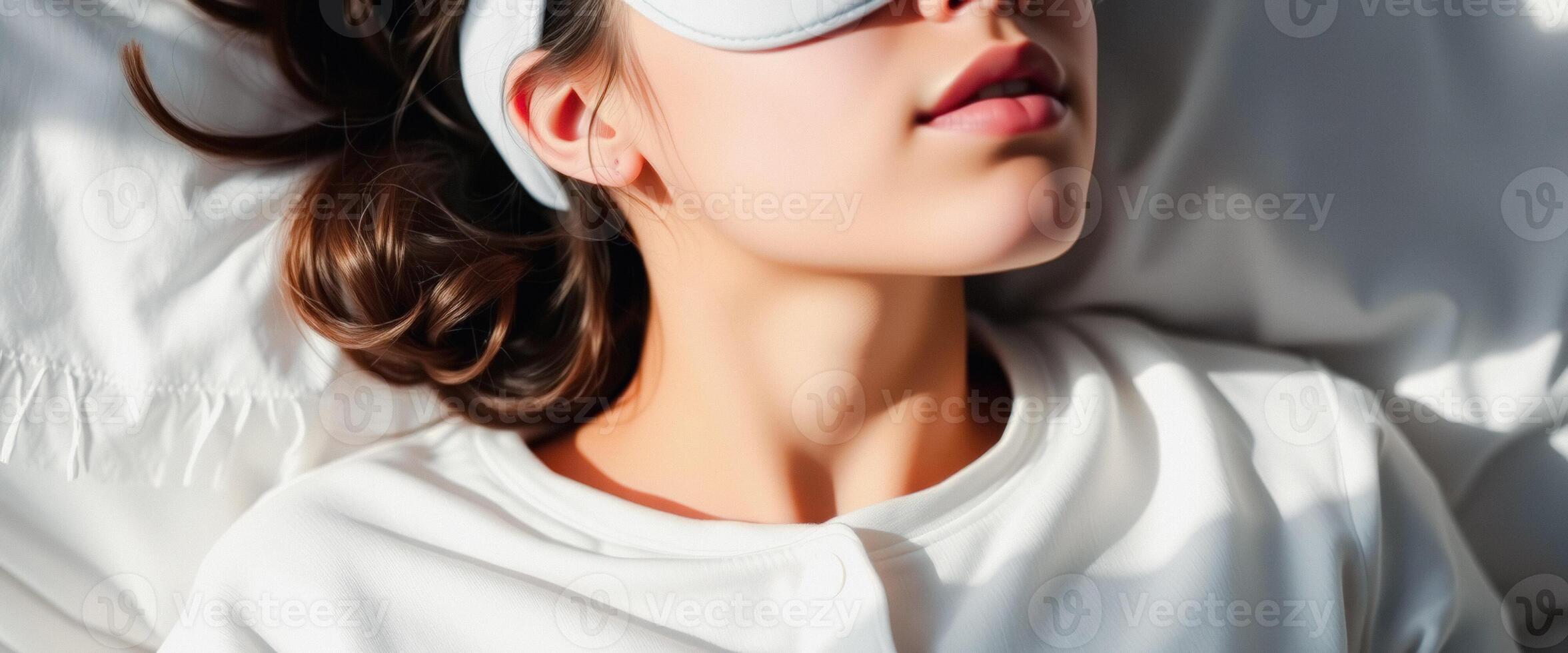 Woman Sleeping with a Sleep Mask on photo