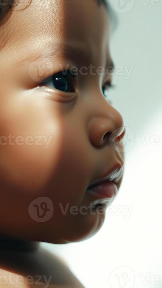 Closeup of a baby's face photo
