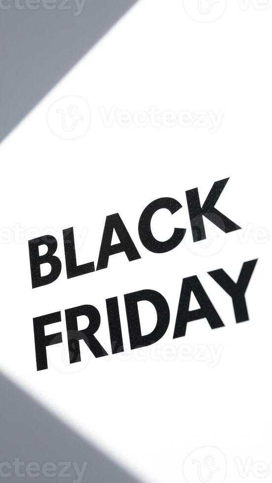 Black Friday Text with Shadow on White Background photo