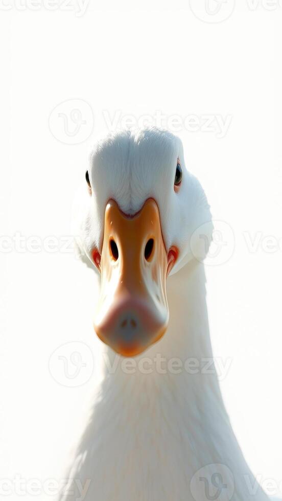 Closeup of a white duck's face photo