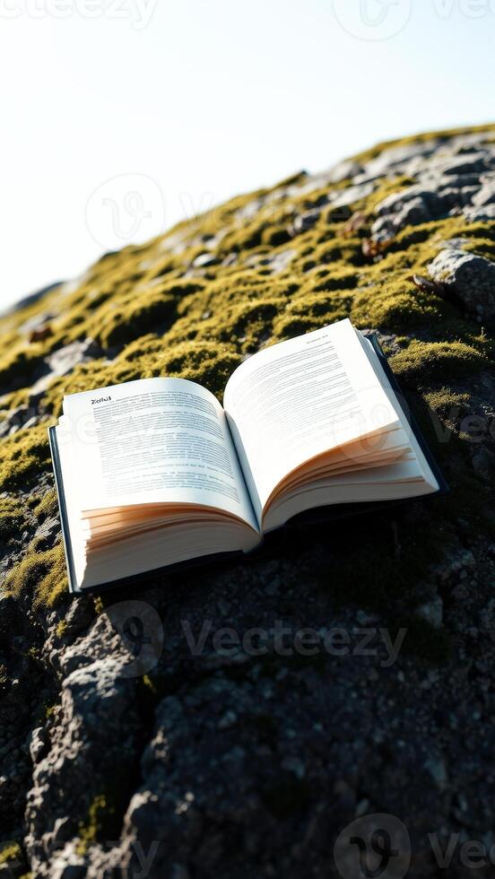 Open Book on Mossy Ground photo