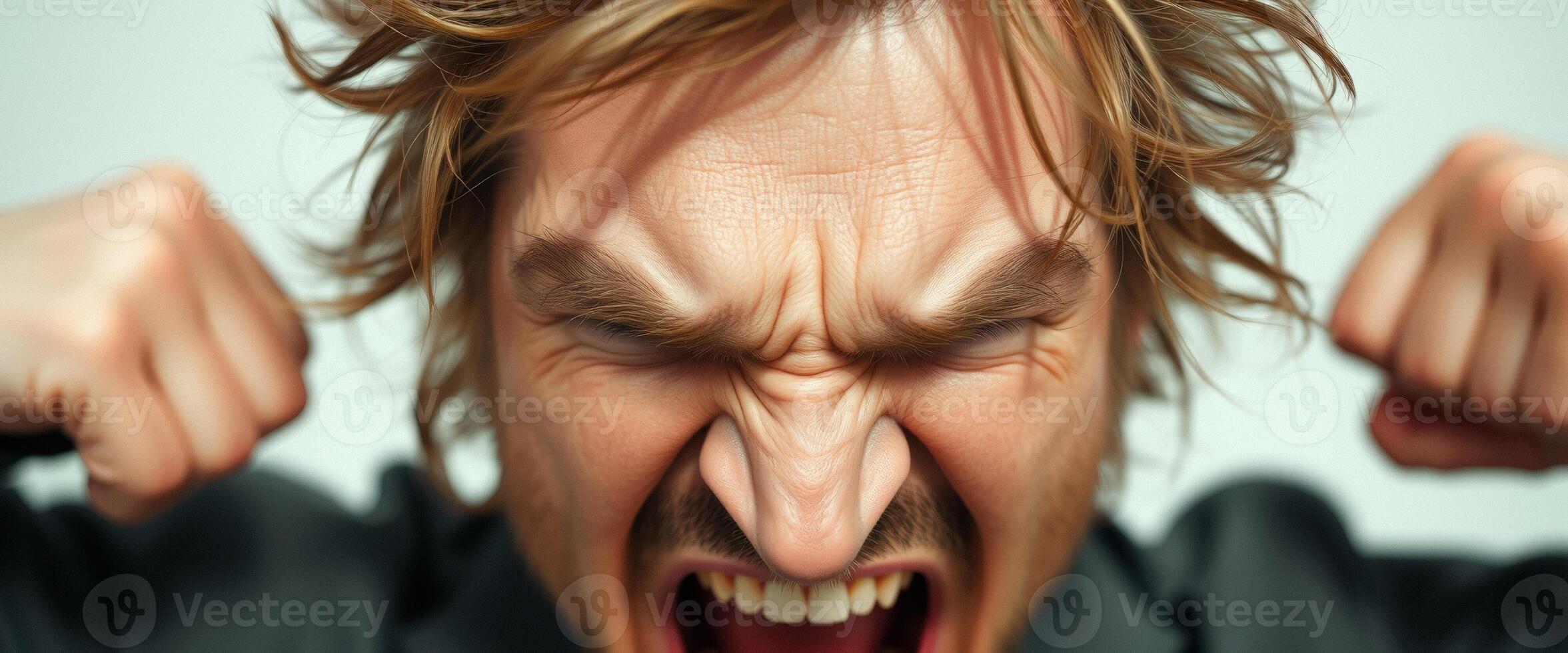 Angry Man Screaming Close-Up photo