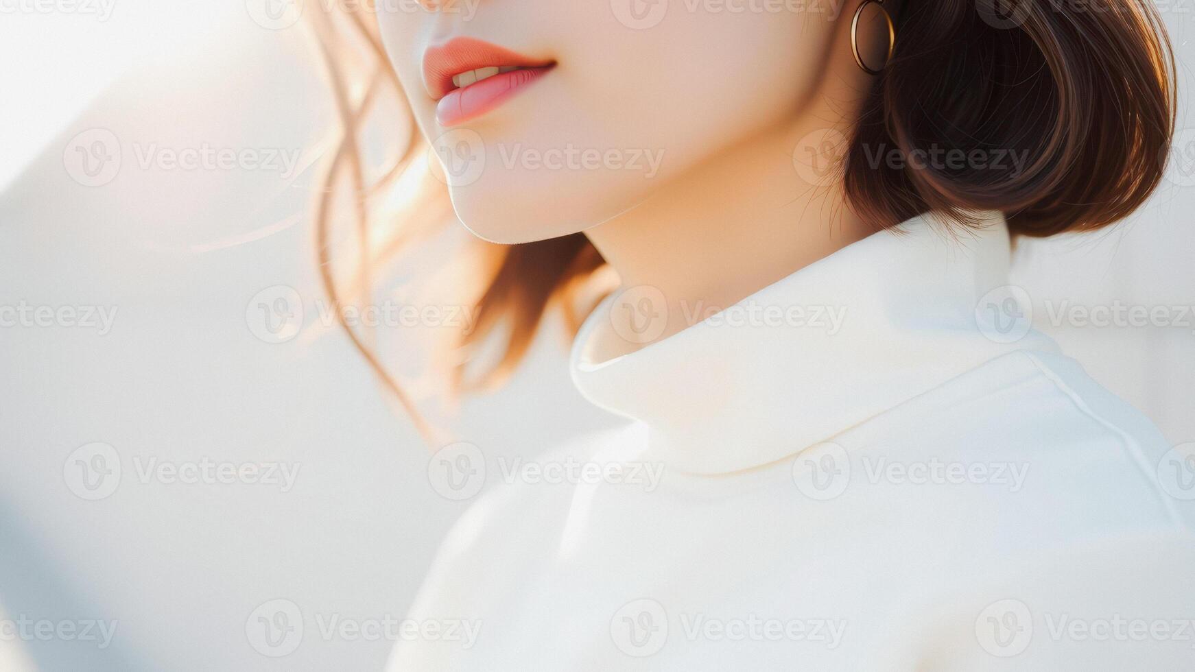 Close-up of a Woman's Lips and Earring photo