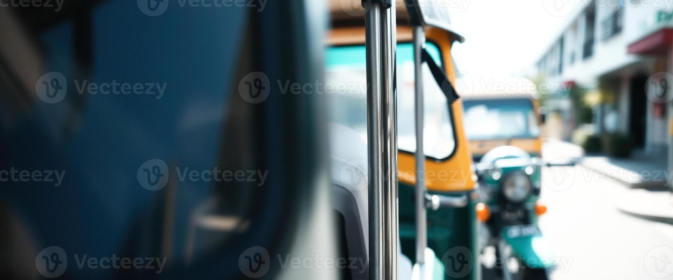 Metal Bar on a Tuk Tuk in a City photo