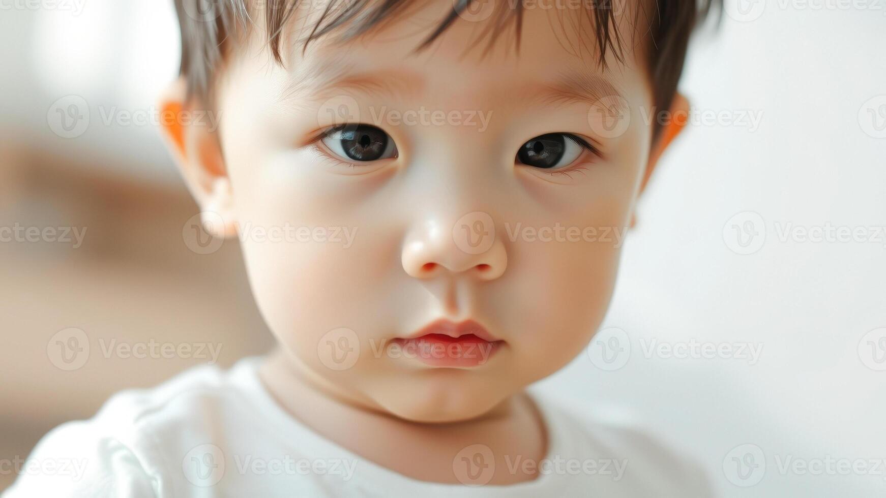 Close-up portrait of a baby boy photo