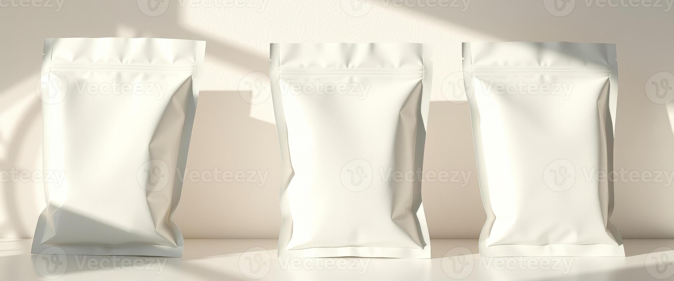 Three White Stand Up Pouches photo