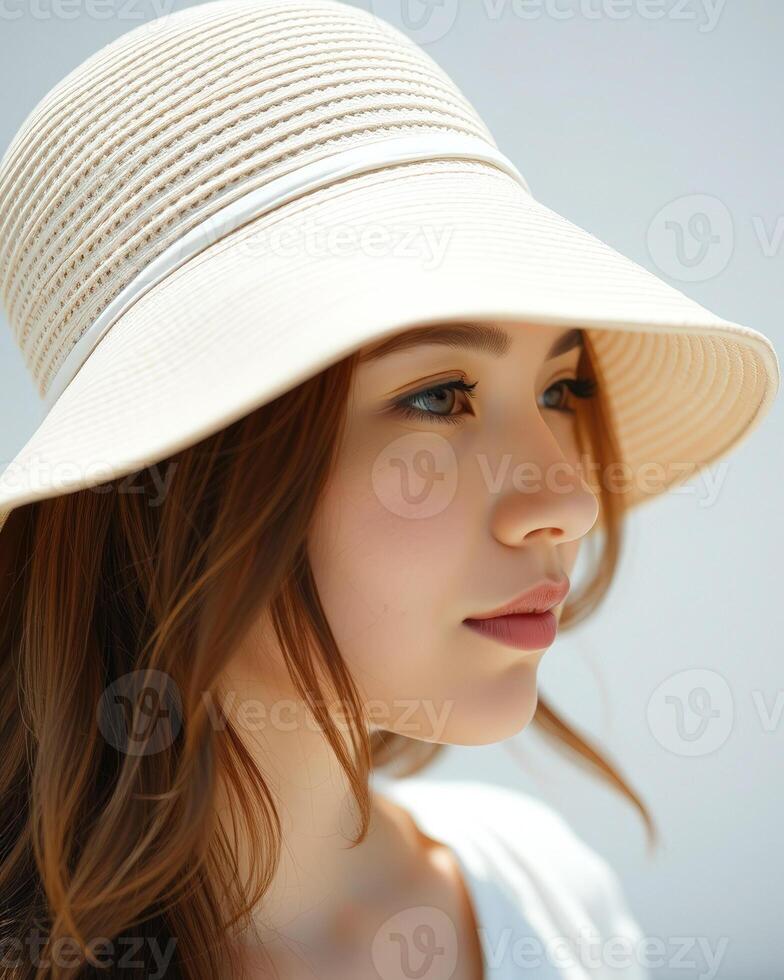 Portrait of a Woman with a Straw Hat photo