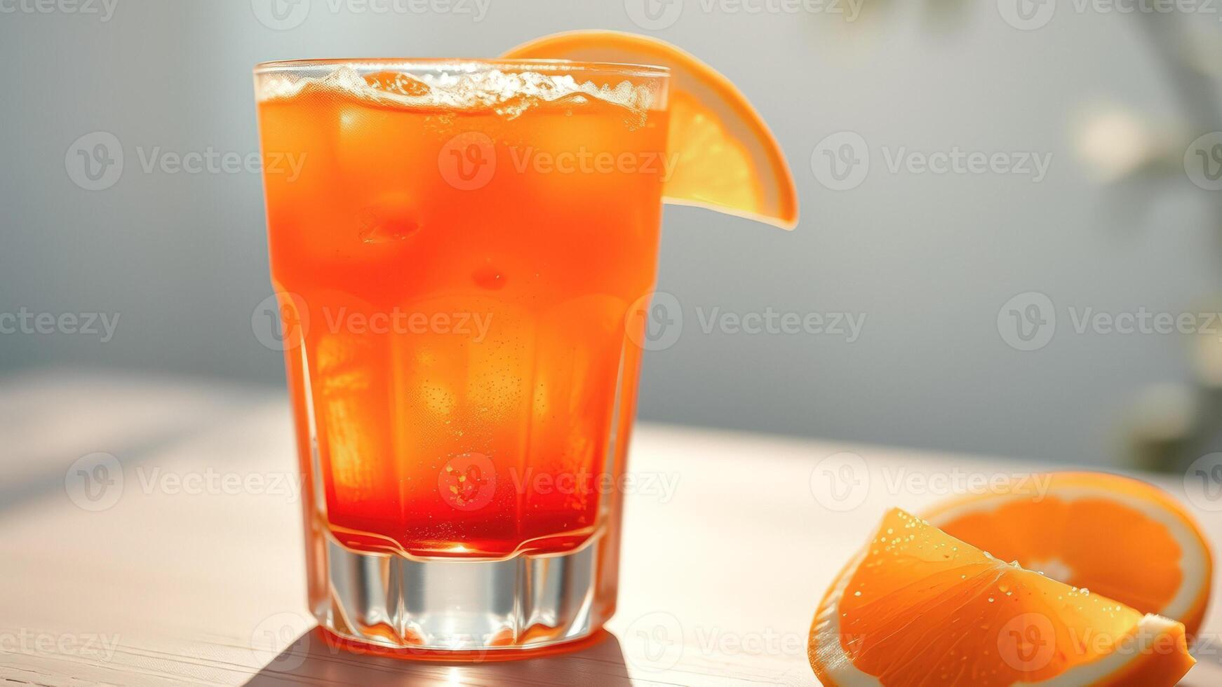 Orange Juice with Ice in a Glass photo