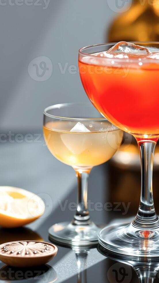 Close-up of Two Cocktails on a Table photo