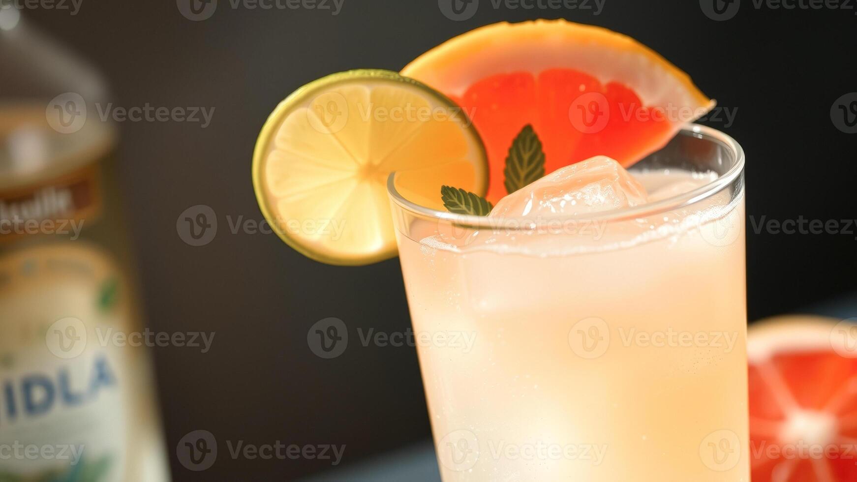 Refreshing Grapefruit Cocktail with Lime and Mint photo