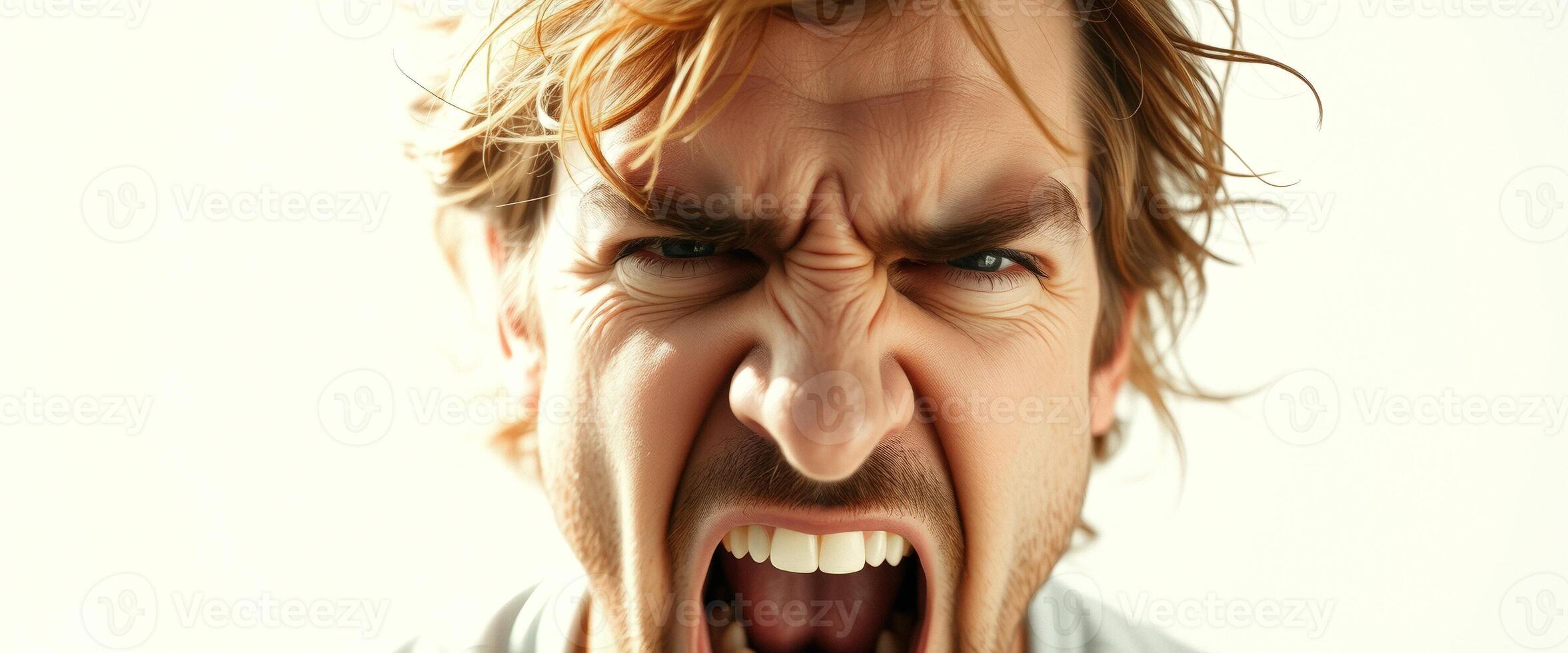 Close-up of a man's face with a furious expression photo