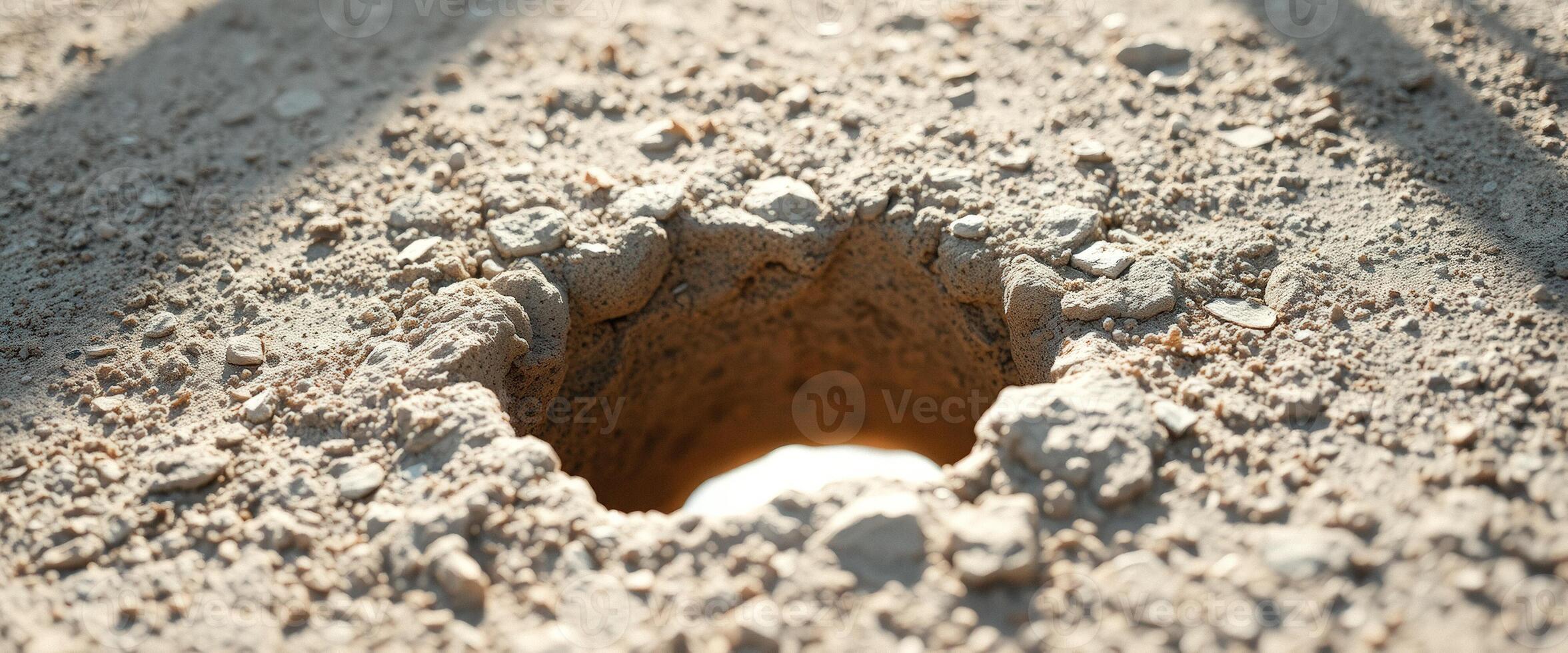 Closeup of a Hole in the Ground photo