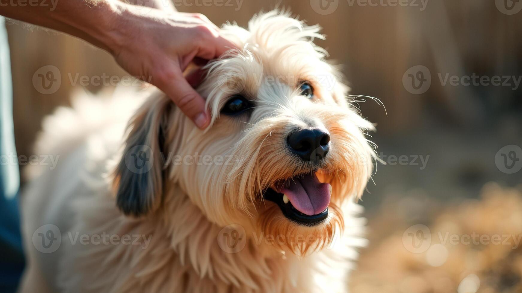 Close-up of a dog being petted photo