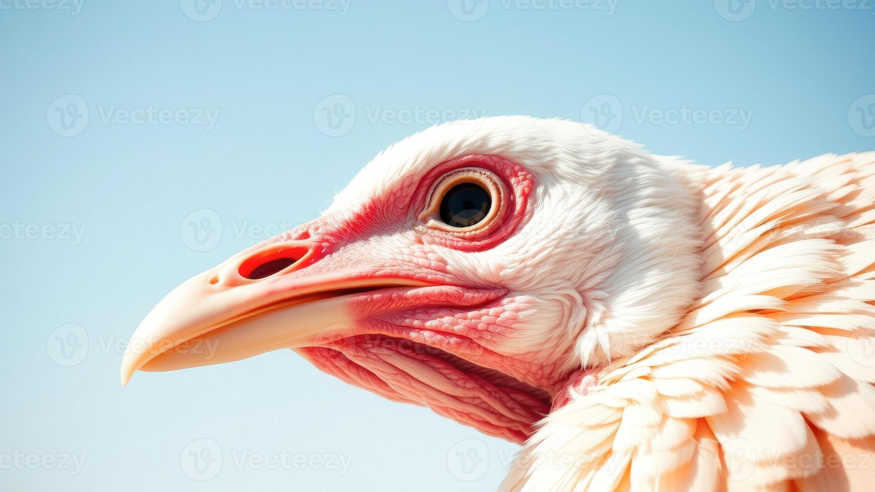 Close-up of a white turkey's head and neck photo