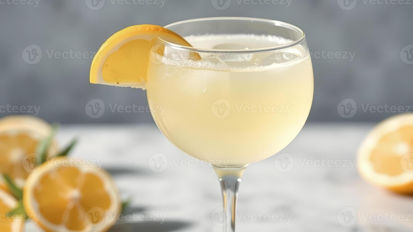 Refreshing Lemonade with Lemon Wedge Garnish photo
