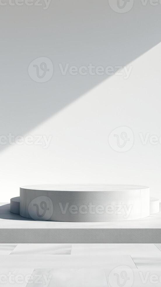 Minimalist White Marble Product Display Platform photo