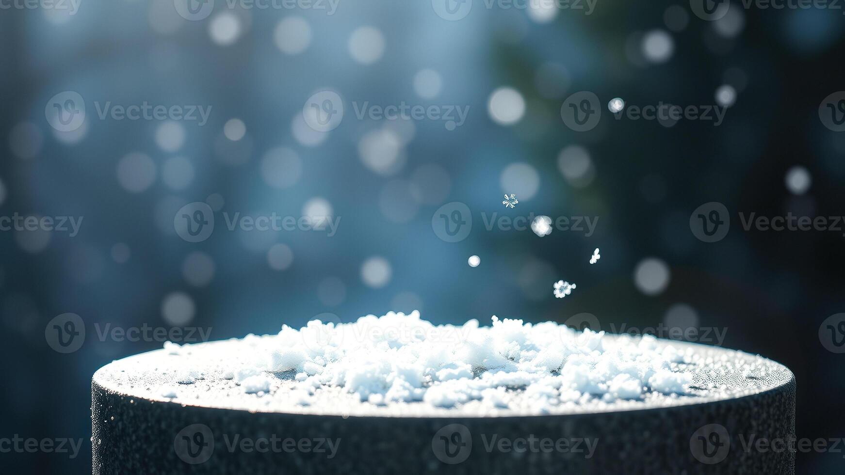 Snowflakes Falling on a Stone Surface photo