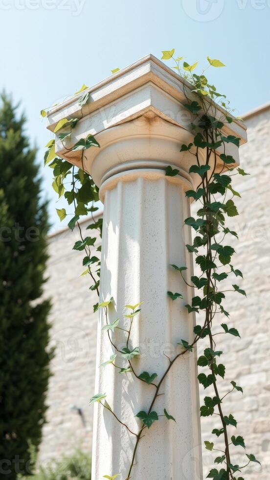 White Column with Greenery photo
