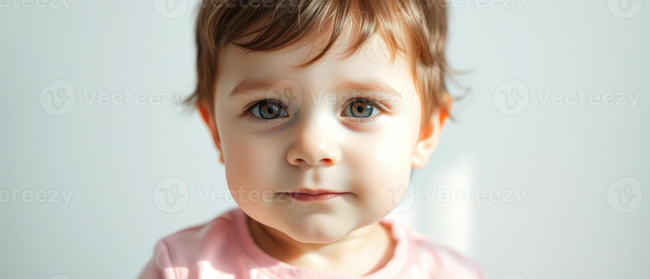 Portrait of a Little Girl with Big Blue Eyes photo