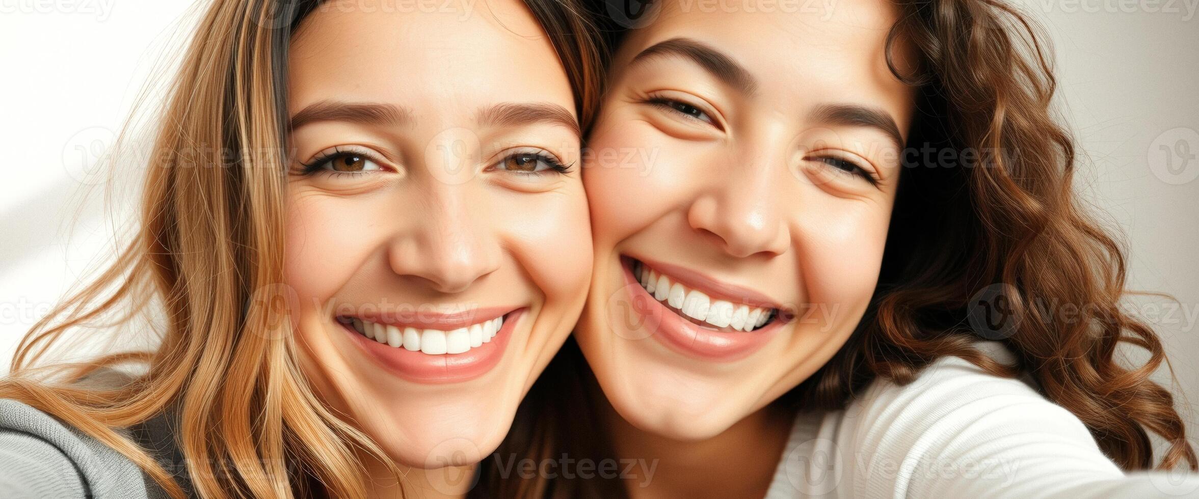 Two Happy Women Smiling at the Camera photo