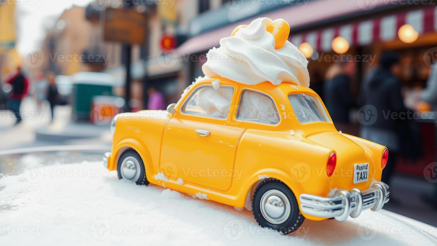 Yellow Taxi with Whipped Cream on Top photo