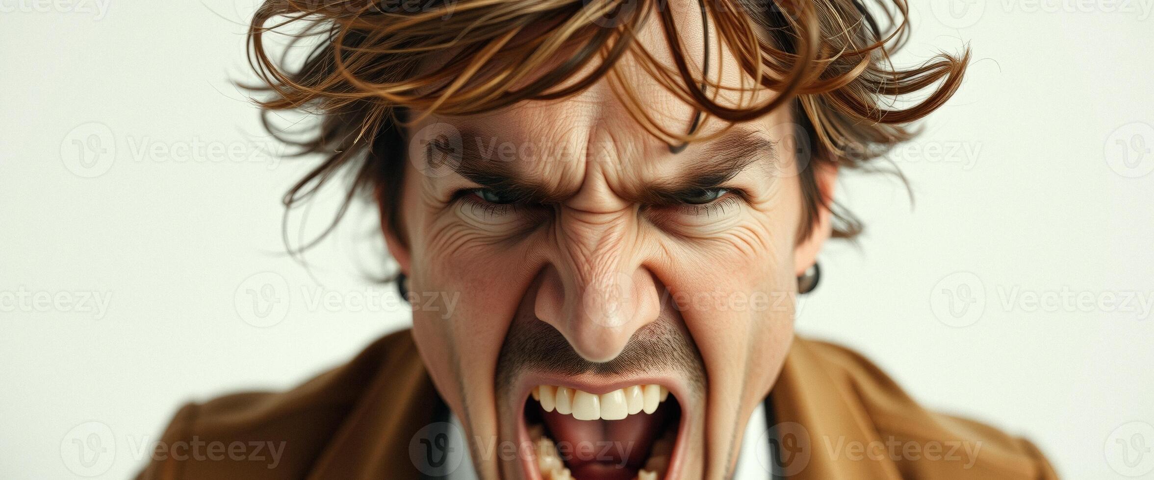 Close-up of a man yelling with anger photo