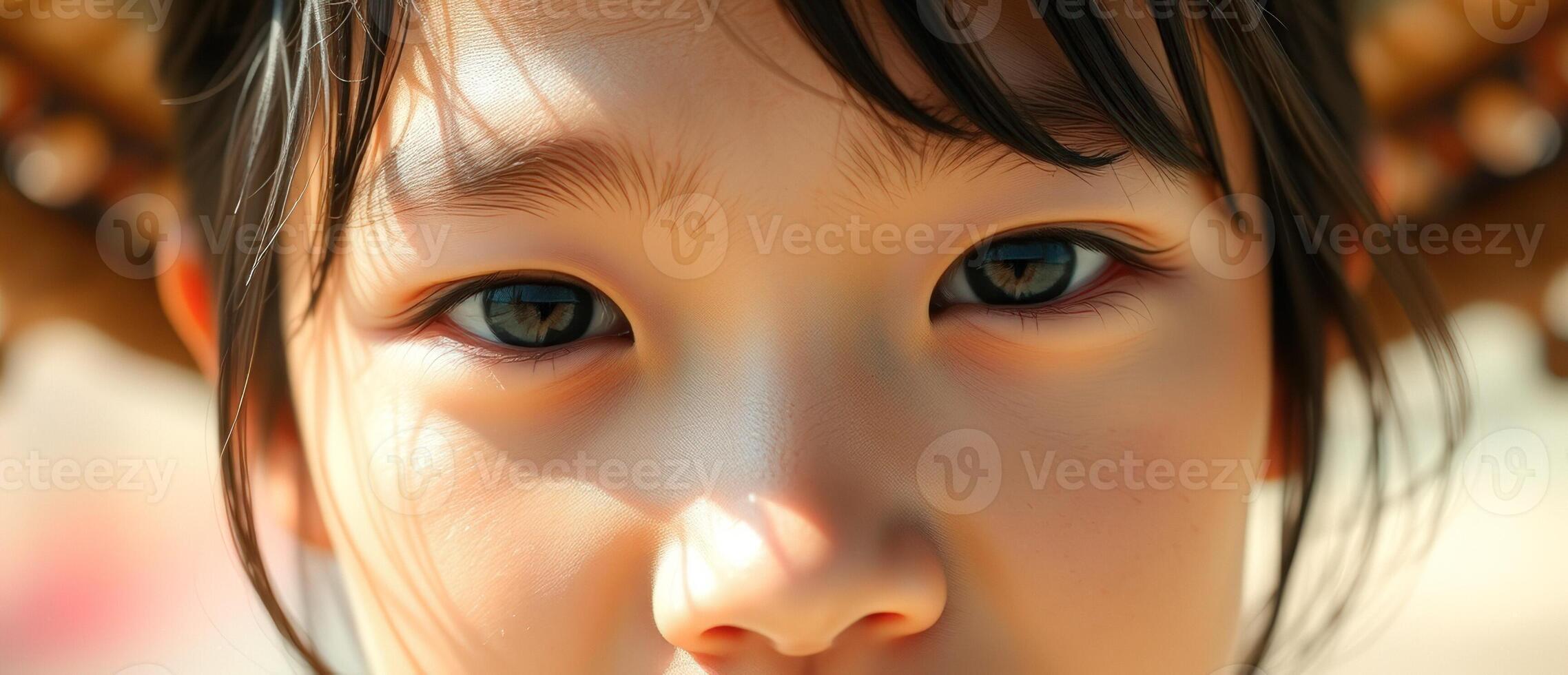 Close Up Portrait of a Young Girl with Big Eyes photo