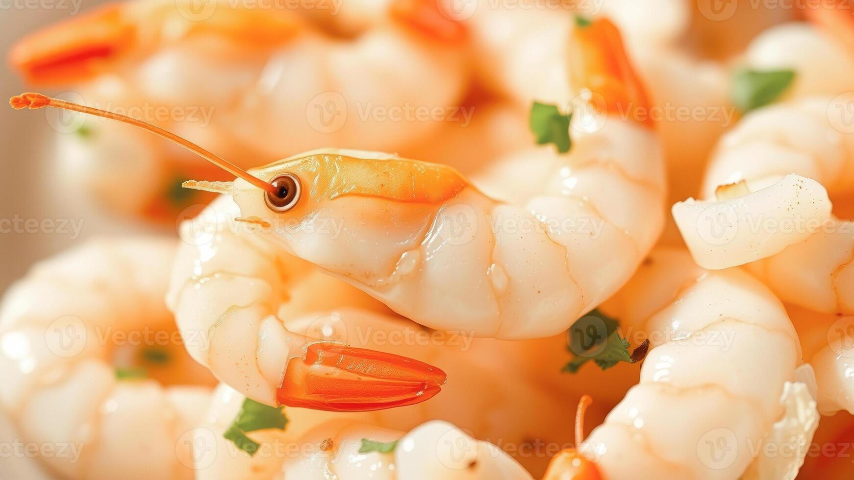Close up of fresh cooked shrimp photo