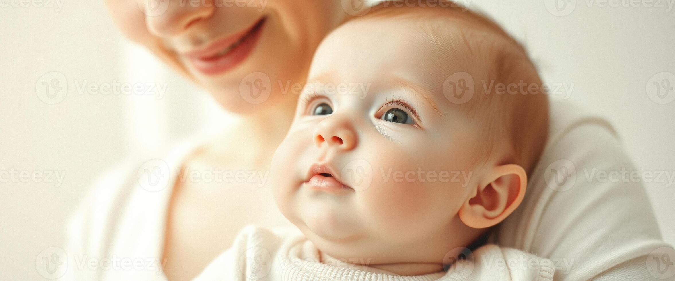 Close Up of Mother Holding Baby photo