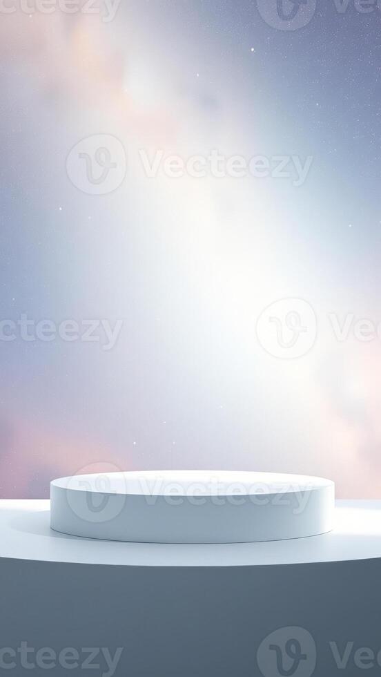 White Podium On Cloudy Background photo