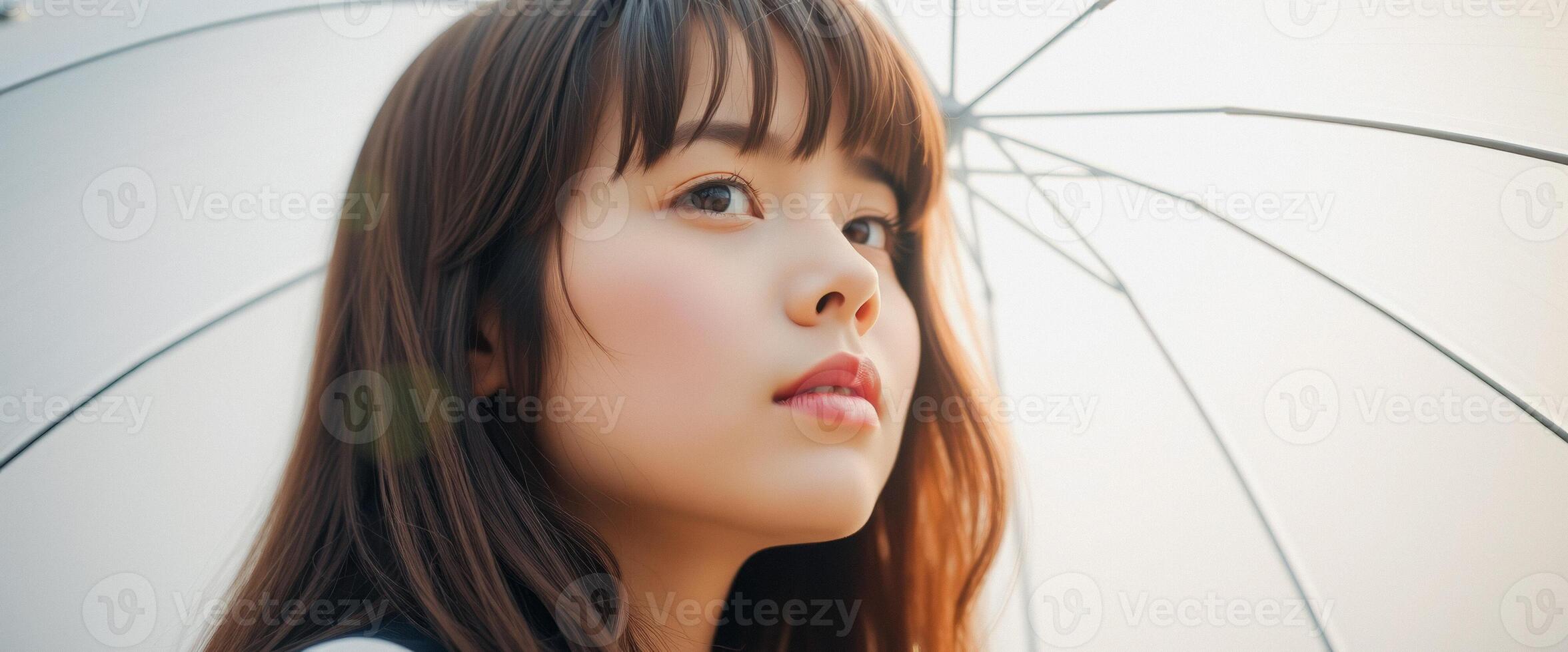 Young Woman Under Umbrella photo