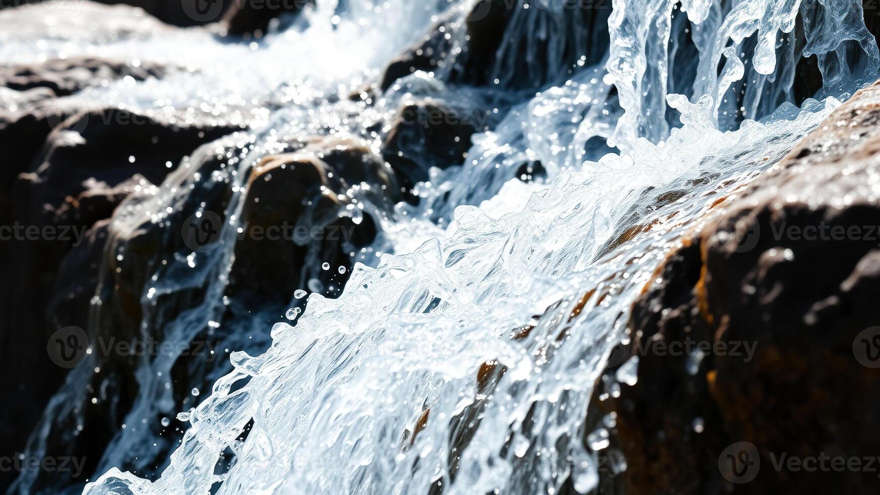 Close-up of water cascading over rocks photo