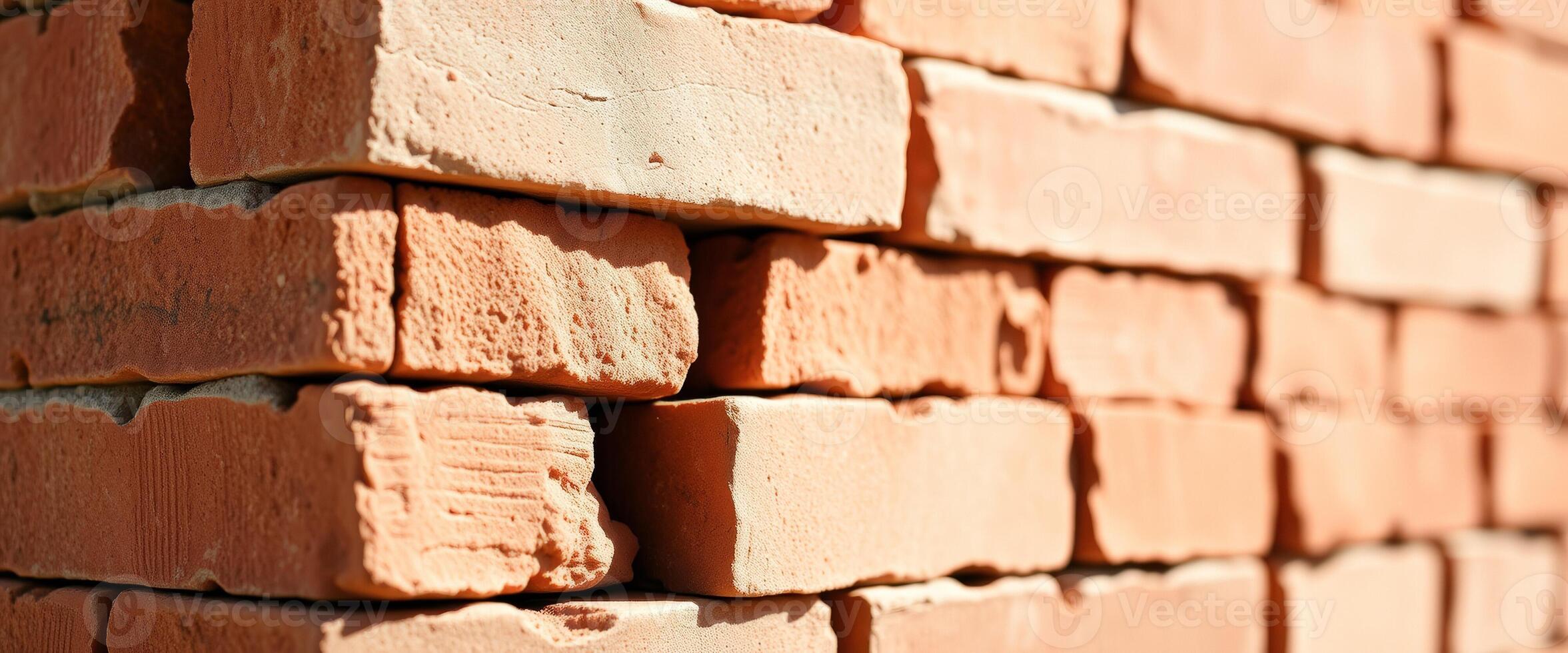 Stacked red bricks closeup photo
