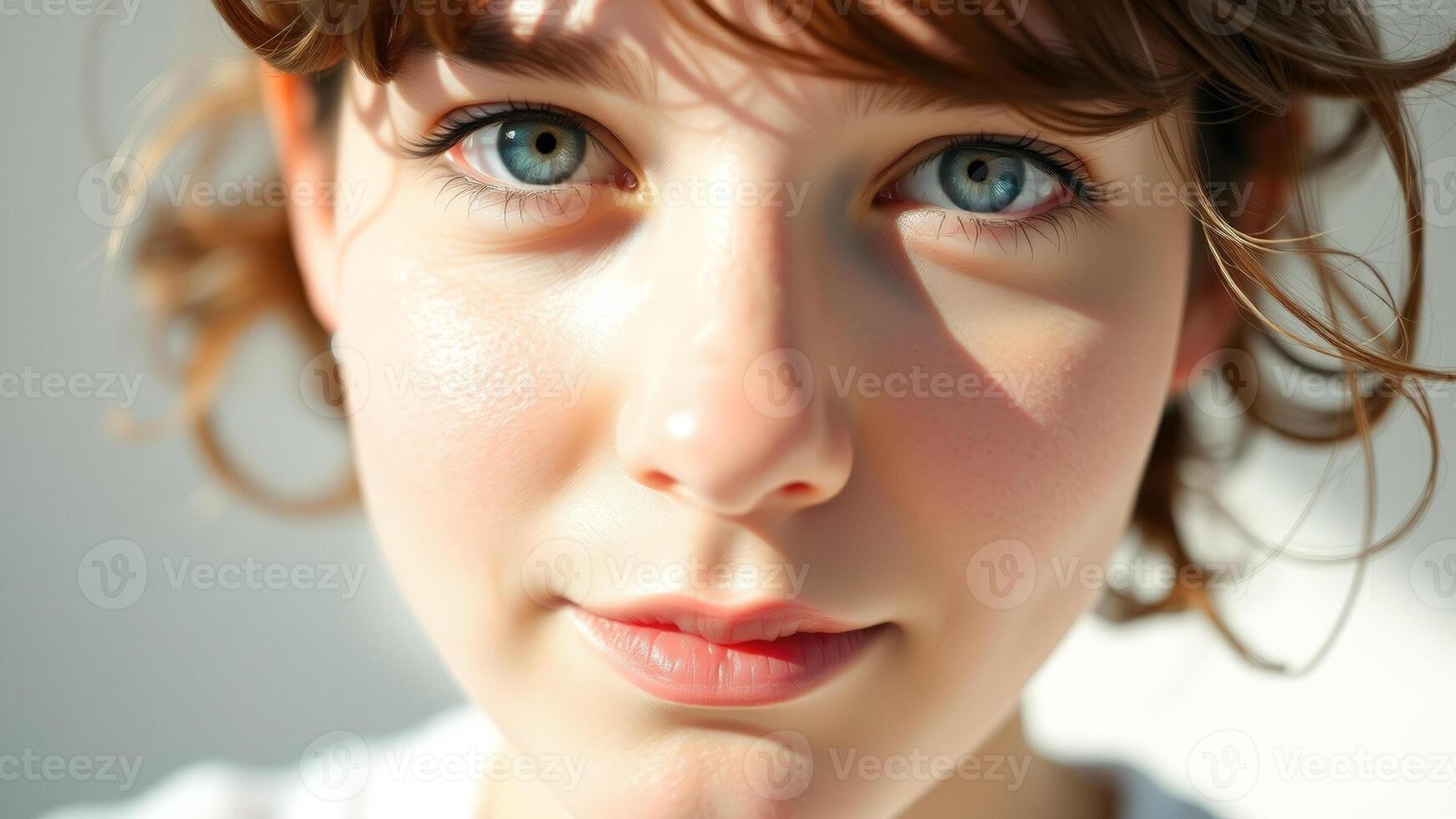 Portrait of a Young Woman with Blue Eyes photo