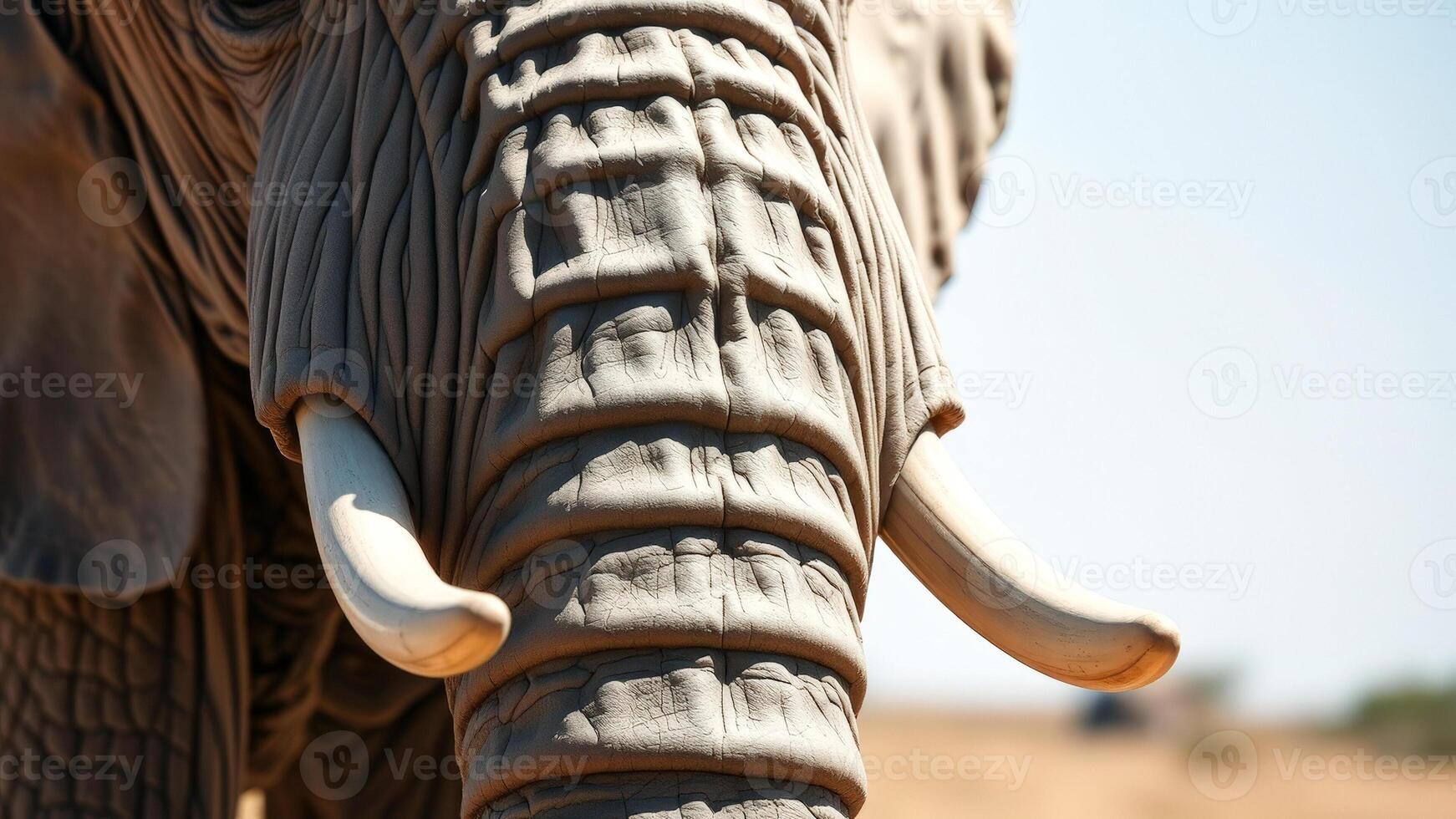 Close-up of Elephant Trunk and Tusk photo