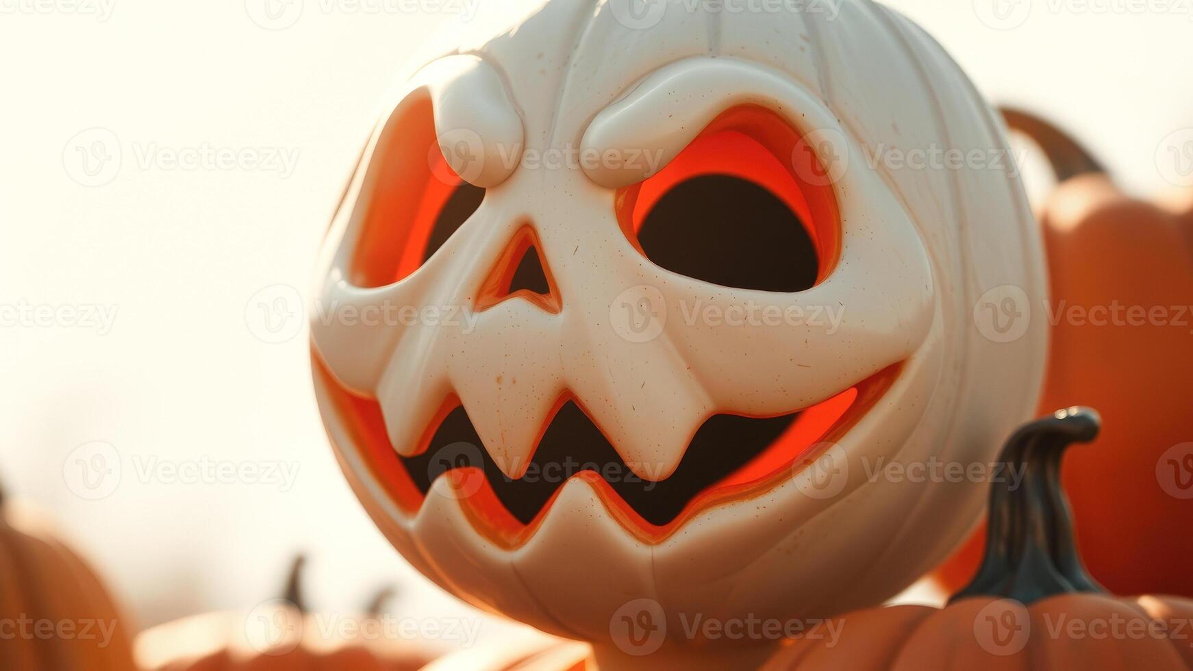 Close Up of a Carved Pumpkin photo