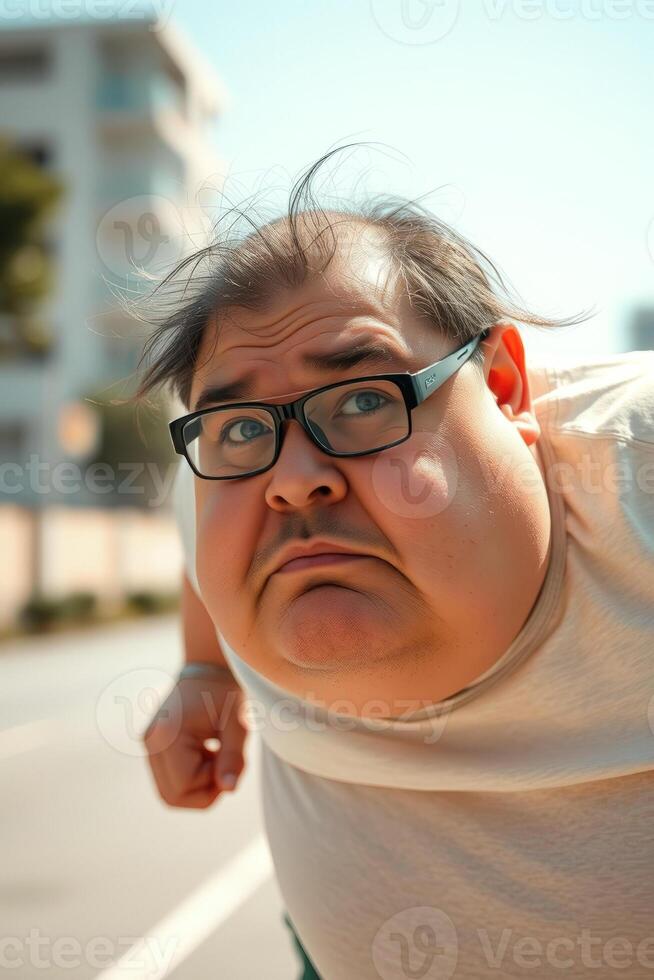 Close up of a man's face looking surprised photo