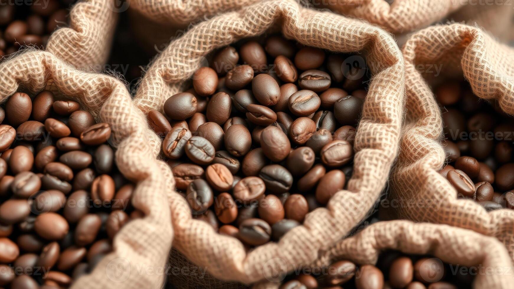 Coffee Beans in Burlap Sacks photo
