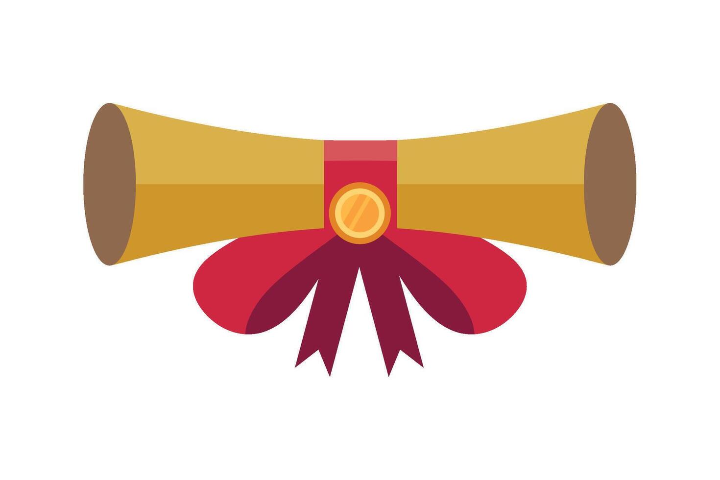 A golden scroll with a red ribbon on it vector