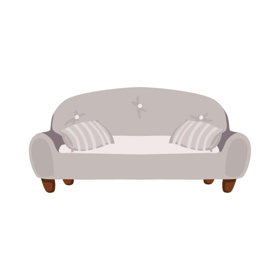 A gray couch with two pillows on it vector