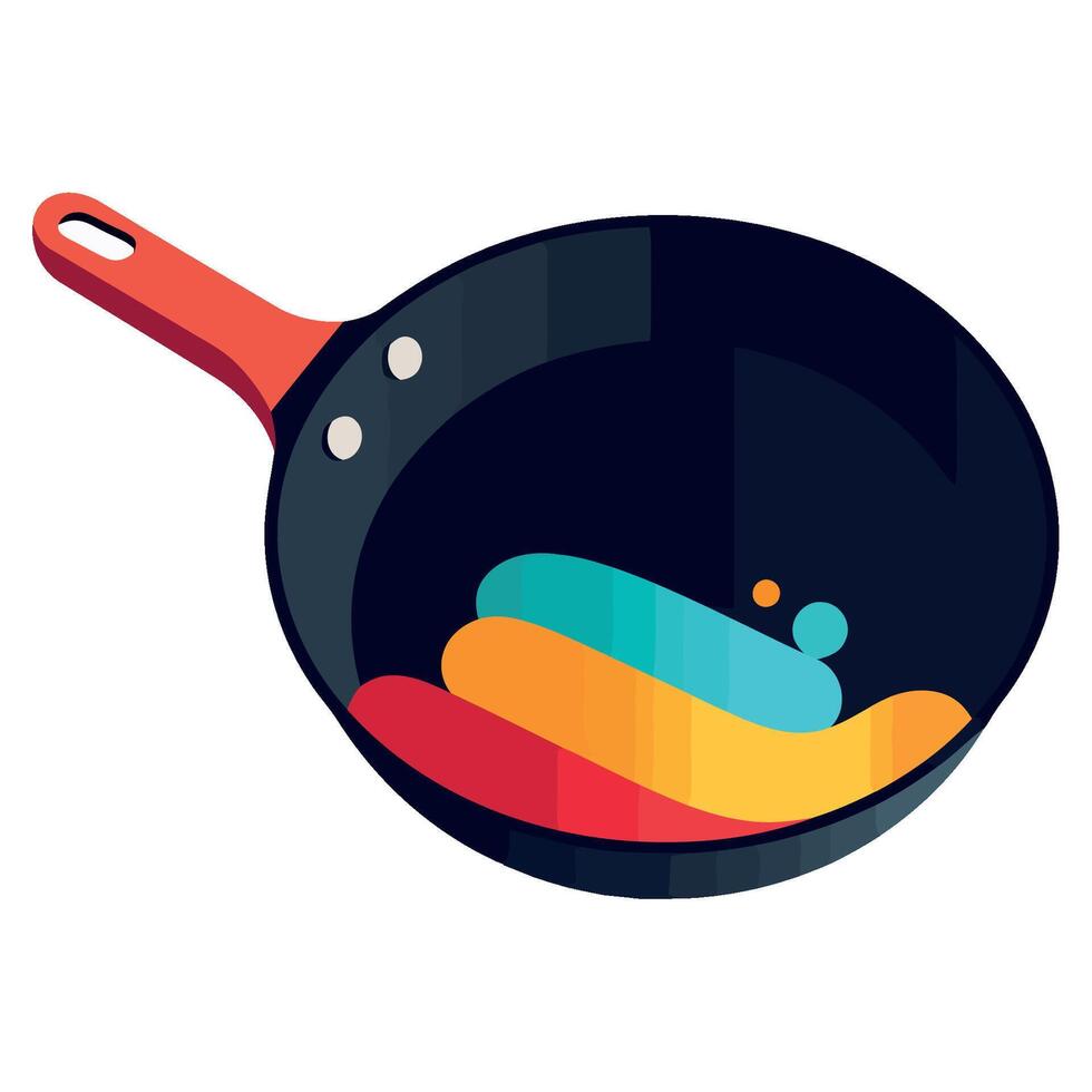 A frying pan with colorful liquid in it vector