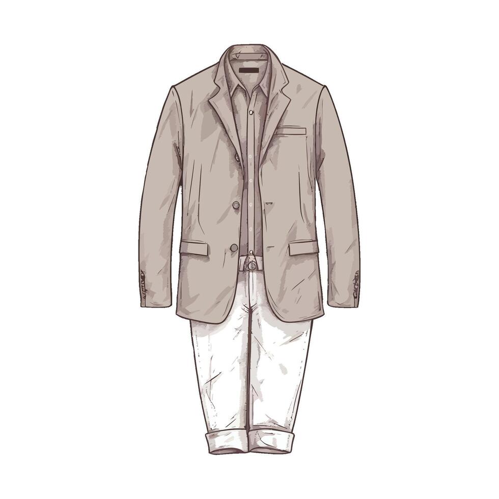 A drawing of a suit and white shorts vector