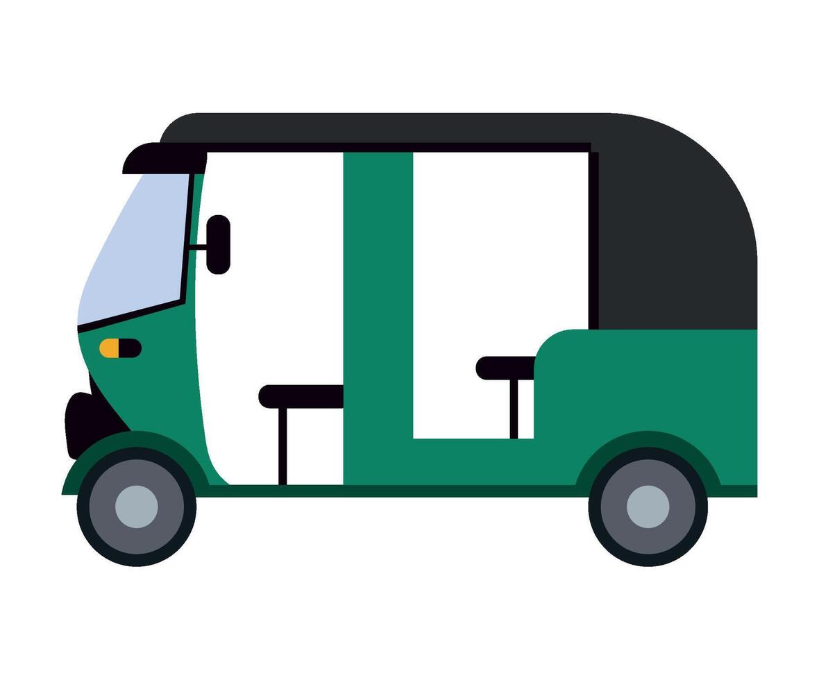 A green auto rickshaw on a white background vector